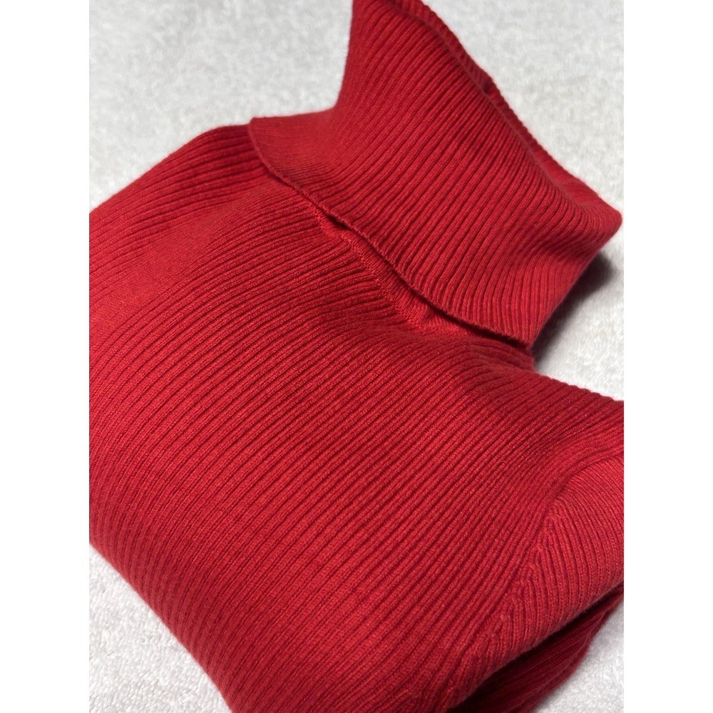 Lauren Ralph Lauren Red Ribbed Turtleneck Sweater Small Petite SP Pristine